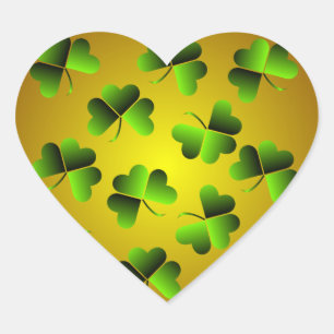 Vert et autocollant de coeur de shamrock d'or