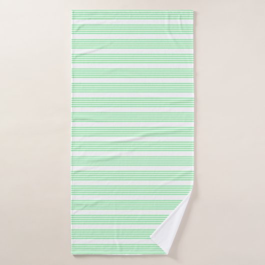 Vert et blanc cinq bandes motif (Serviette de bain)