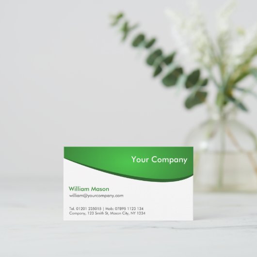 Vert et blanc courbé, Carte de visite professionne (Debout devant)