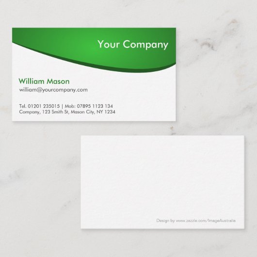 Vert et blanc courbé, Carte de visite professionne (Devant / Derrière)