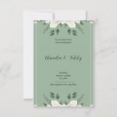 Vert et blanc Faire-part de mariage aquarelle (Devant)