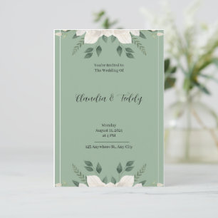 Vert et blanc Faire-part de mariage aquarelle