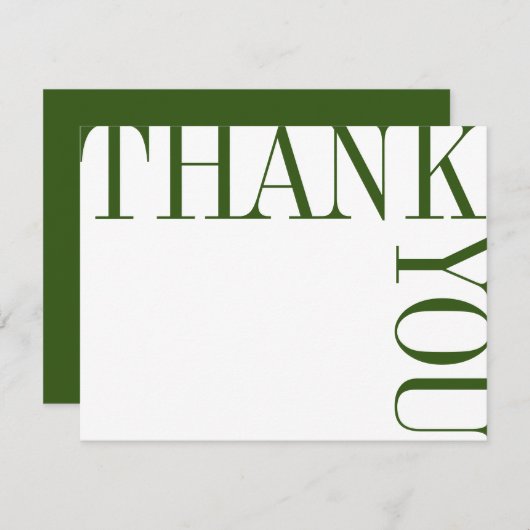 Vert et Blanc Moderne Grand Texte Merci Note (Devant / Derrière)