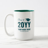 Vert et blanc | Mug personnalisé cadeau de diplôme (Gauche)
