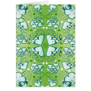 Vert et blanc Whimsical Romantique Coeurs motif