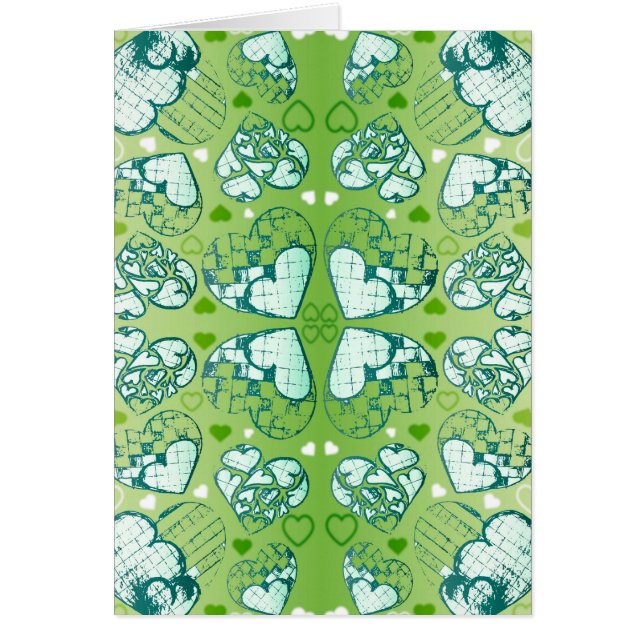 Vert et blanc Whimsical Romantique Coeurs motif (Devant)