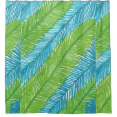 Vert et bleu Palm Feuille Motif rideau de douche (Devant)
