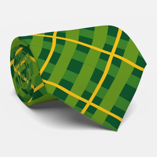 vert et cravate de plaid d'or (Roulé)