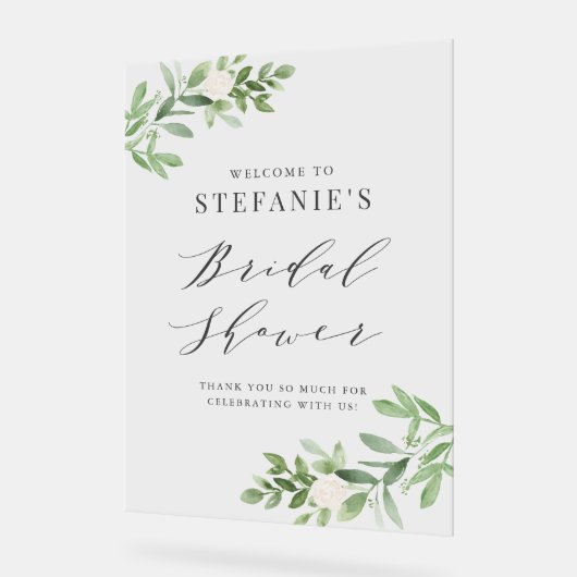 Vert et Fleurs Blanches Fête de Mariage Grise (Angle)