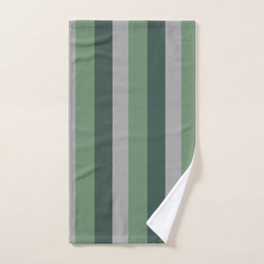 Vert et gris Motif rayé (Serviette à main)