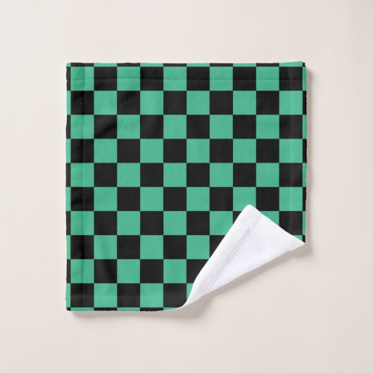 Vert et noir Checkered d'Aqua (Gant de toilette)