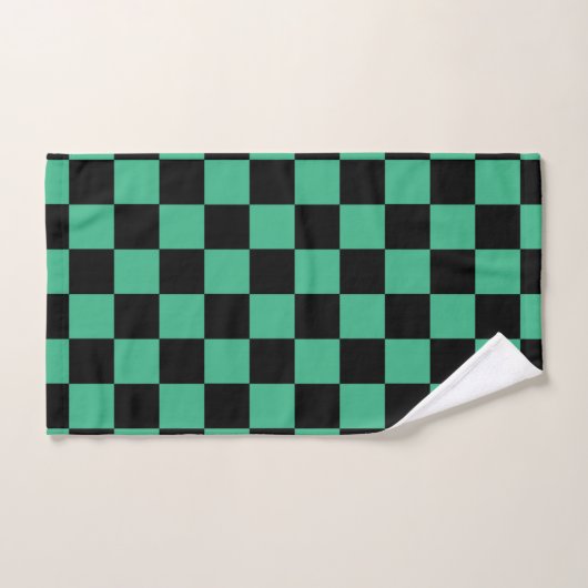 Vert et noir Checkered d'Aqua (Serviette à main)