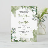Vert et or Floral Faire-part de mariage de luxe (Debout devant)