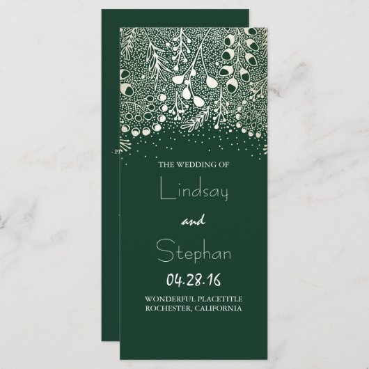 Vert et or Jardin Florals Programmes de mariage (Devant / Derrière)