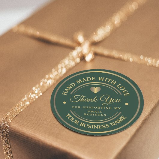 Vert et or | merci sticker rond classique