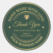 Vert et or | merci sticker rond classique (Devant)
