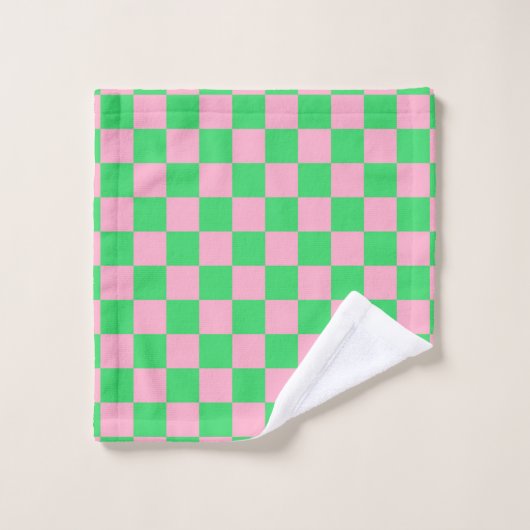 Vert et rose Checkered (Gant de toilette)