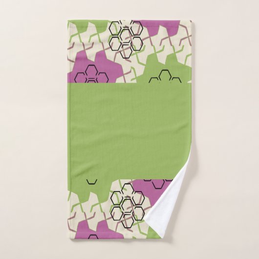 Vert et Rose Hexagonal (Serviette à main)