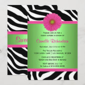 Vert et rose, invitation de sweet sixteen de zèbre (Devant / Derrière)