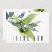 Vert et Turquoise aquarelle Folio Merci funéraire (Devant / Derrière)