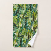 Vert et Turquoise Aquarelle Tropical Palm Feuille (Serviette à main)