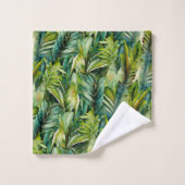 Vert et Turquoise Aquarelle Tropical Palm Feuille (Gant de toilette)