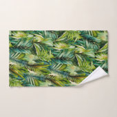 Vert et Turquoise Aquarelle Tropical Palm Feuille (Serviette à main)