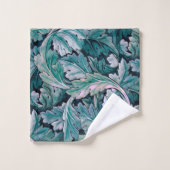 Vert et Turquoise Feuilles Morris (Gant de toilette)