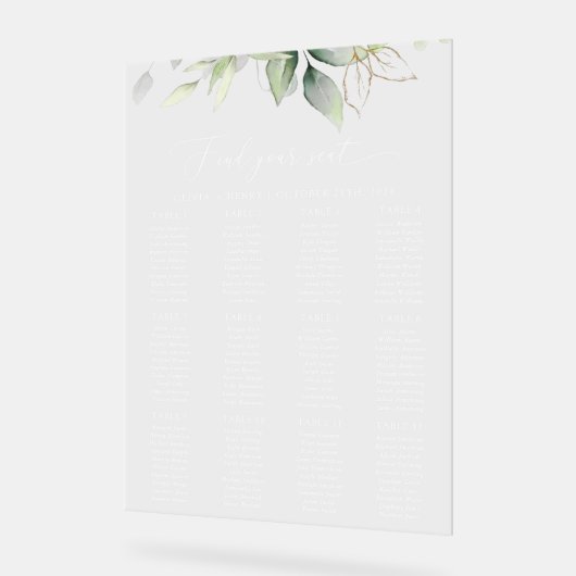 Vert, Eucalyptus Feuilles, Mariage Seating Chart (Angle)