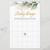 Vert eucalyptus or feuilles boho jeu de bingo bébé (Devant)