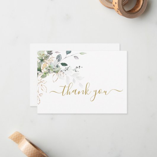 Vert eucalyptus simple merci Note Carte (Devant/Arrière en situation)