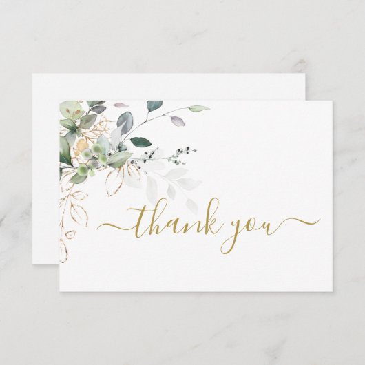 Vert eucalyptus simple merci Note Carte (Devant / Derrière)