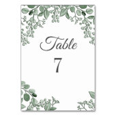 Vert Feuille Floral Numéro de table (Dos)