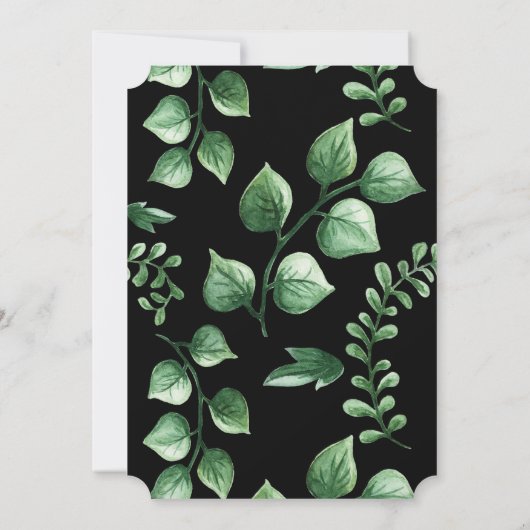 Vert Feuille fraîche Faire-part de mariage moderne (Dos)