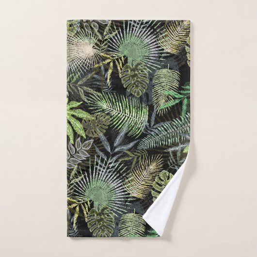 Vert Feuille tropical (Serviette à main)