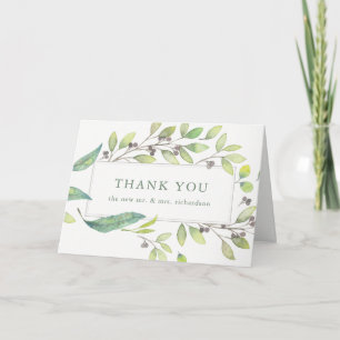 Vert feuilles Merci de cadre aquarelle tendance