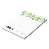 vert floral chic personnaliser bloc-notes (Tourné)
