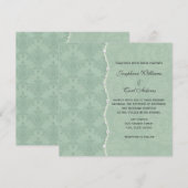 Vert Floral Damask Vintage Invitations de mariage (Devant / Derrière)