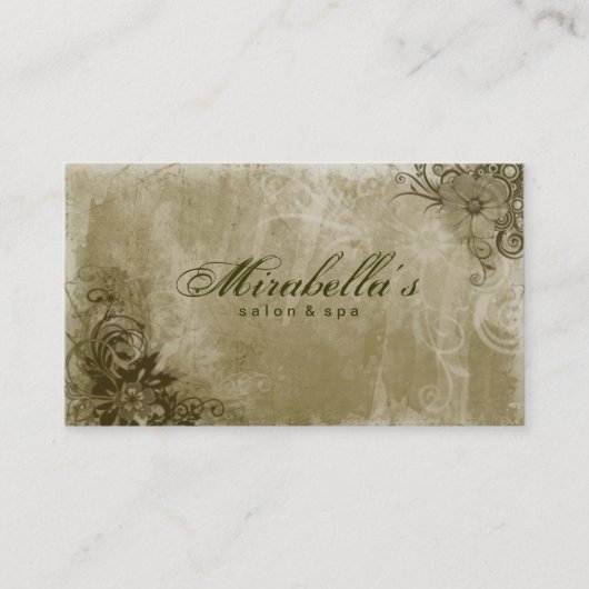 Vert floral de grunge de carte de visite de spa de (Devant)