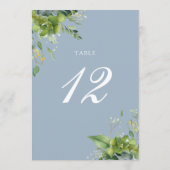 Vert Floral Dusty Blue Numéro de table (Dos)
