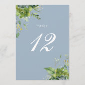 Vert Floral Dusty Blue Numéro de table (Devant)