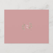 Vert Floral Dusty Rose rose Baptême Invitation (Dos)