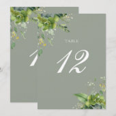 Vert Floral Sage Vert Numéro de table (Devant / Derrière)