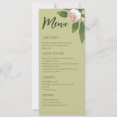 Vert Floral Simple Elégant Menu Mariage (Devant)