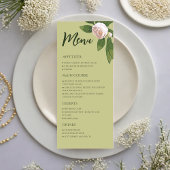 Vert Floral Simple Elégant Menu Mariage