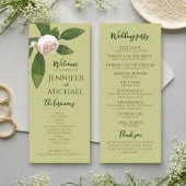 Vert Floral Simple Élégant programme de mariage