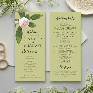 Vert Floral Simple Élégant programme de mariage