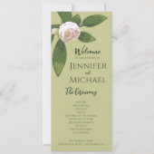 Vert Floral Simple Élégant programme de mariage (Devant)