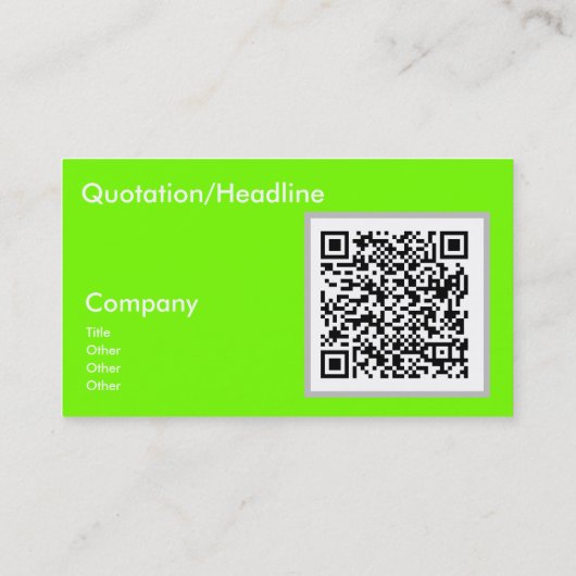 vert fluorescent - Carte de visite de code QR (Dos)