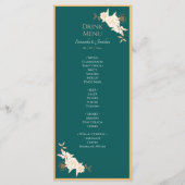 Vert foncé avec crème Rose Menu Mariage (Dos)
